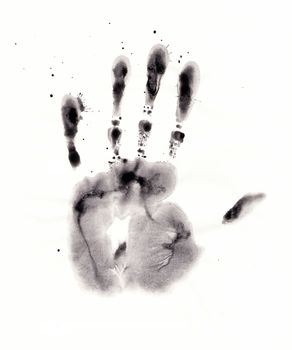 Image of the open palm with blobs of paint  