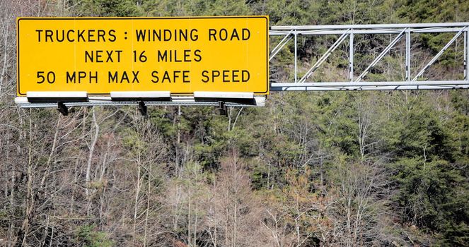 Truckers WInding Road Sign