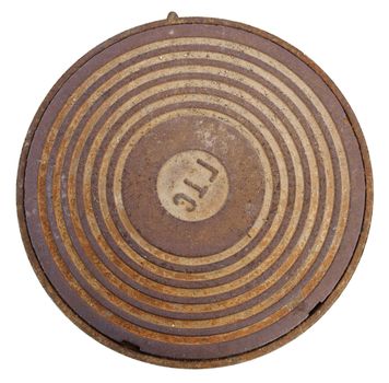 Cast iron manhole cover for background and texture        