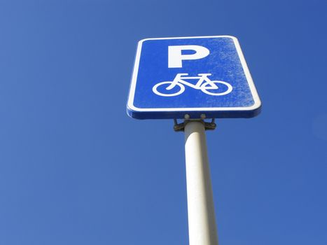 Sign to bicycle parking in Barceloneta, Barcelona, Spain