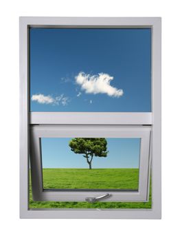 Beautiful landscape seen from a brand new window - image contains a clipping path for easy masking