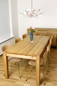 New and trendy dining room with modern furniture