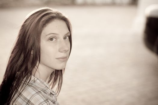 Portrait of young caucasian girl 
