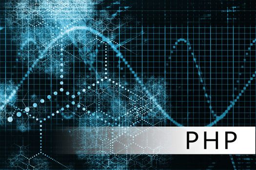 PHP in a Blue Data Background Illustration