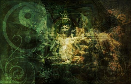 China Abstract Art Buddha as a Background