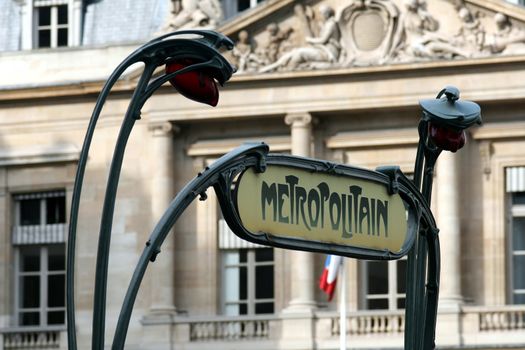 Retro subway sign in Paris