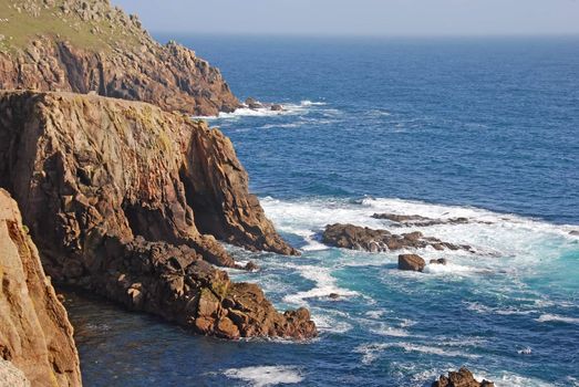 Rocky coast in Land's End, UK