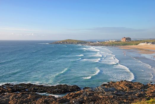 Beautiful beach in Newquay, Cornwall, UK