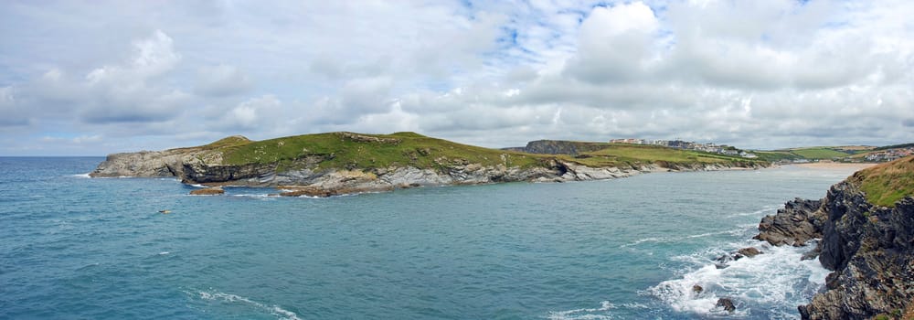 Ocean panorama in Newquay, Cornwall, UK