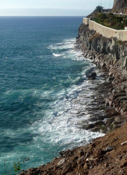 A view of the cliff coastline in Gran Canaria. 