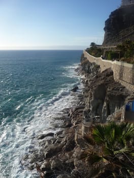 A view of the cliff coastline in Gran Canaria.