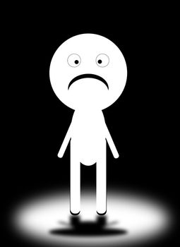 A conceptual image of a sad cartoon man.