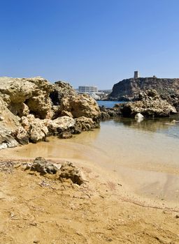 Typical summer landscape and scenery from the coast in Malta.