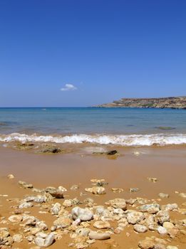 Beautiful Mediterranean beach on the island of Malta