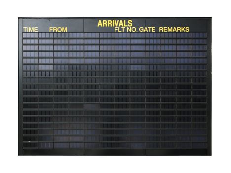 Blank airport board isolated on white background