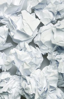 Crumpled paper wads after brainstorming