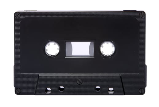 Blank black audio cassette isolated on white background