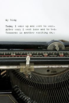 Retro typewriter with mundane blog