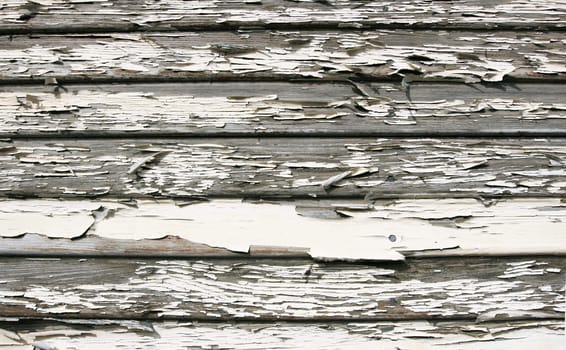 Grunge background with worn wooden wall and cracked paint