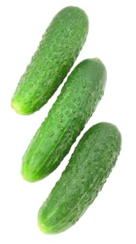 nice fresh green cucumbers isolated over white