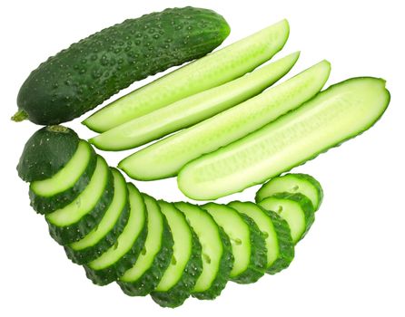 nice fresh green cucumbers isolated over white