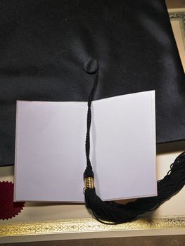 diploma mortar board and greeting card