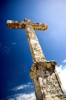  Religious Cross over a blue sky