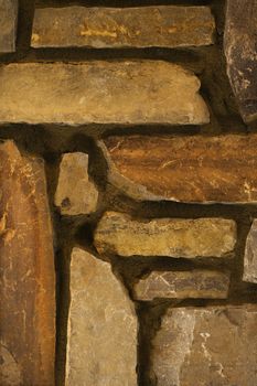 Close-up detail of stone wall in home.