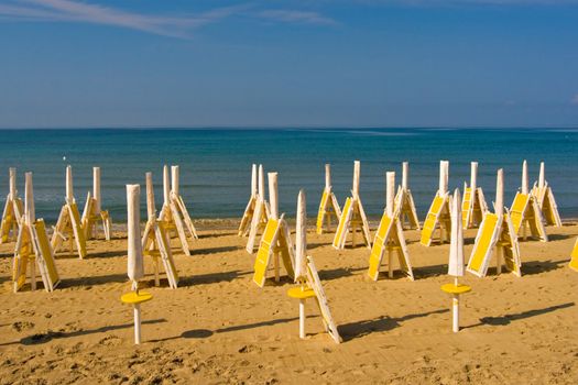 View of an empty beach in the Italian Riviera