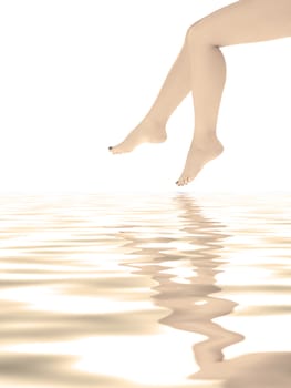 Beautiful legs reflected on water surface