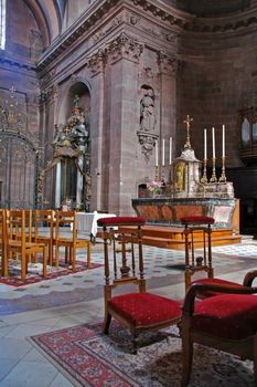 interior of cathedral st christophe in Belfort, France