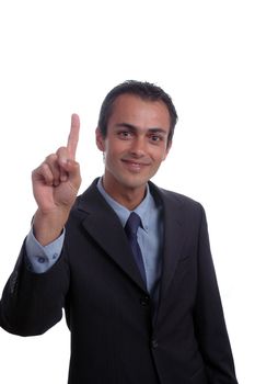 young businessman showing thumb