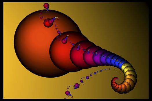 A stacked series of spheres that twirls as they get smaller