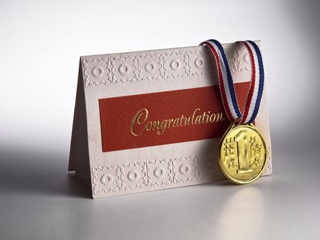 gold medal on the greeting card