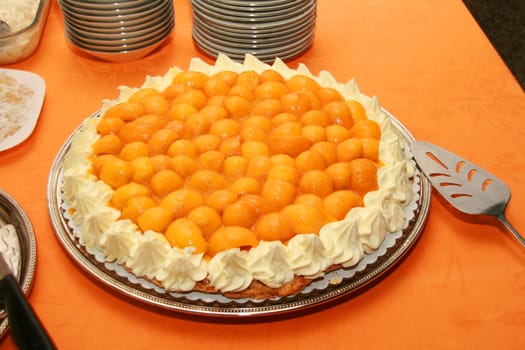 sweet mango torte cake served as dessert
