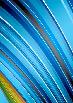 Blue background with abstract rainbow effect with gradient stripes