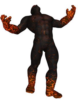 3D rendered fire giant on white background isolated