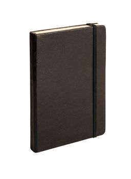 Empty black note book isolated on white with clipping path