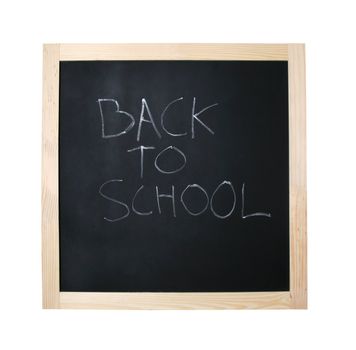 Black board with back to school written in calc - file contains a clipping path