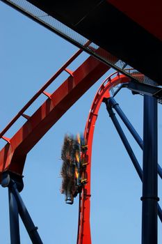 High speed thrill ride at a theme park