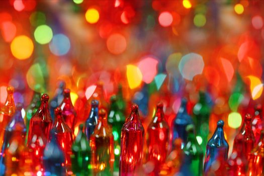 Macro image of colorful xmas lights - short depth of field to create atmosphere