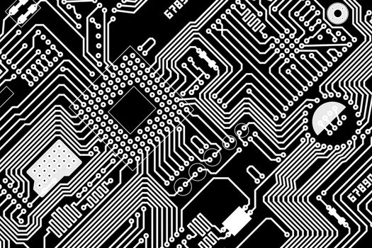 Graphic background - white electronic components on a black