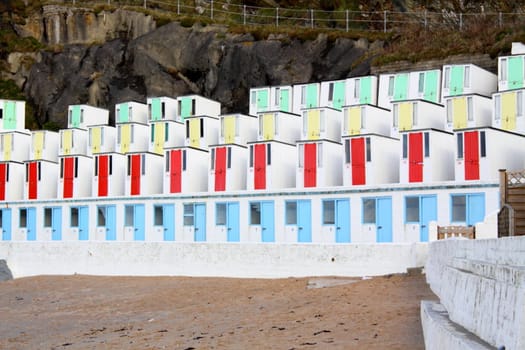  surfer huts Tolcarne Beach Newquay Cornwall England