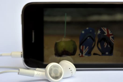 Mp3 player with the headphone to listen the music