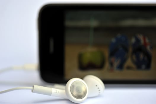 Mp3 player with the headphone to listen the music