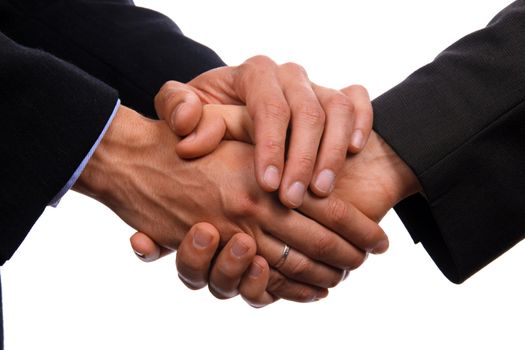 business shake hand over white background