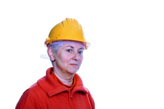 mature woman architect over white background