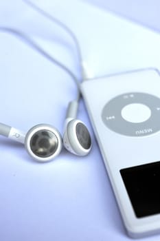 Mp3 player with the headphone to listen the music