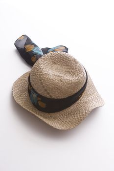 twisted women straw hat with scarf