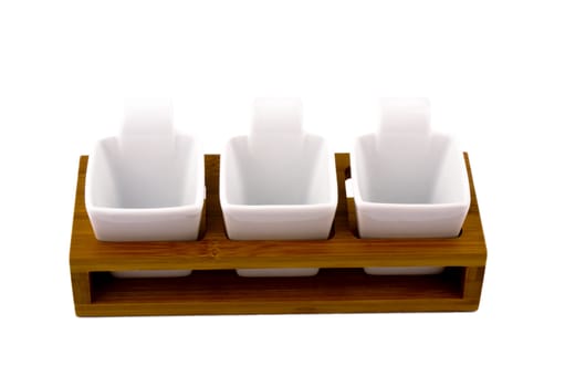 Three porceline bowls on white background